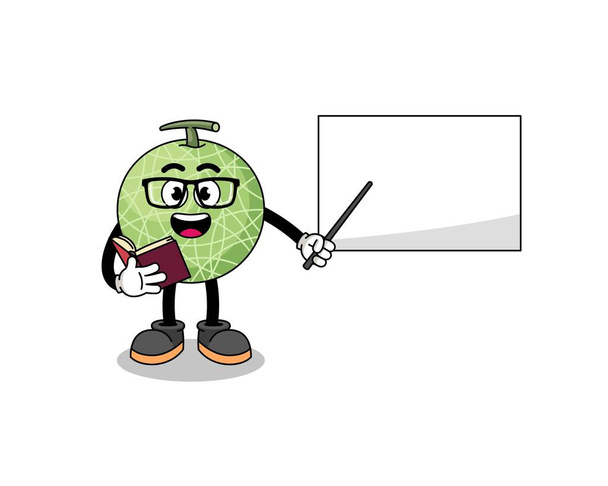 Maskotti sarjakuva meloni hedelmä opettaja, merkki suunnittelu - Vektori, kuva