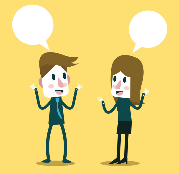 Two business people talking and discussing. - Vector, Image