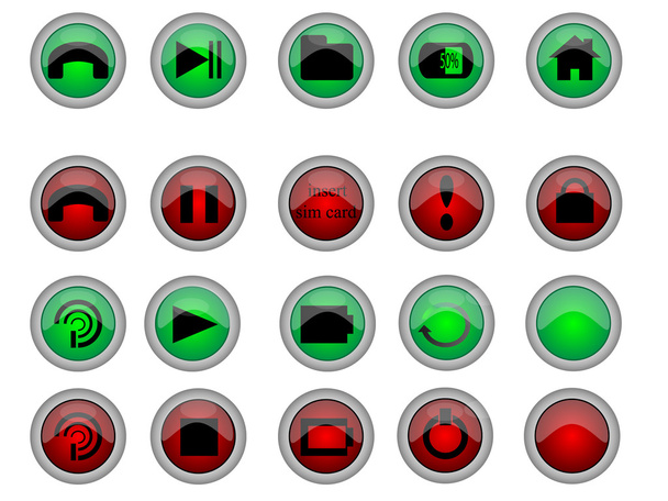 Glossy media buttons - Vector, Image