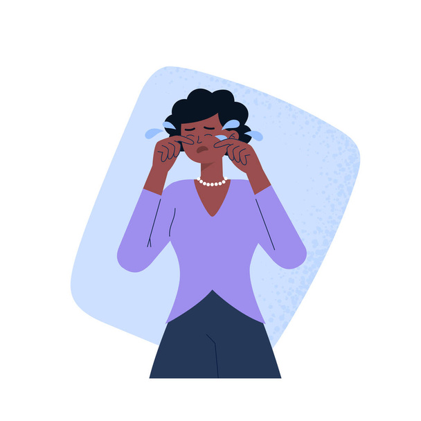 A crying woman. Upset, hysteric, and sadness. A mental health problem. Vector flat illustration isolated on the white background. - Vektor, kép