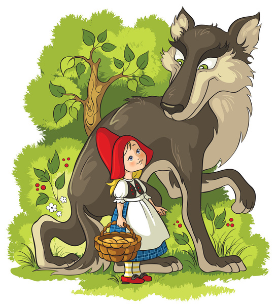 Маленький червоний їзда капот і вовк в лісі. Також доступна структурованих версія - Вектор, зображення