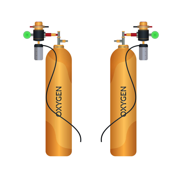 Oxygen cylinder tank vector isolated, Oxygen cylinder tank realistic vector artwork. Realistic vector art of Oxygen cylinder. Medical Oxygen. Corona patients need oxygen, Oxygen Cylinder Icon. Editable Vector EPS Symbol Illustration. - Διάνυσμα, εικόνα