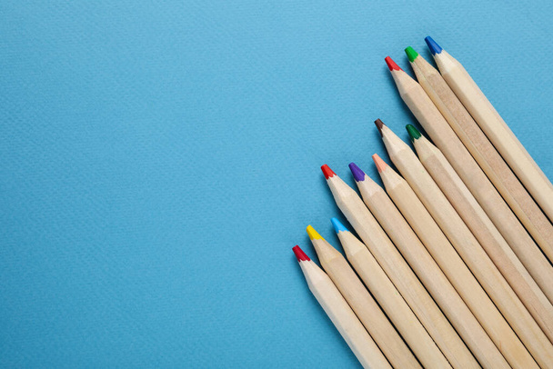 Concept of supplies for drawing - Colorful pencils - Fotó, kép