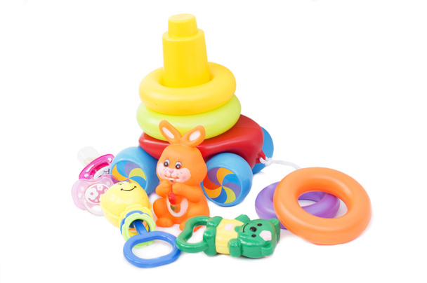 Verschillende kleurrijke speelgoed voor kleine kinderen  - Foto, afbeelding