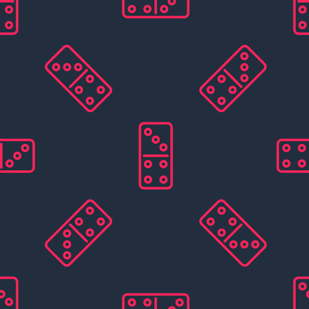 Rode lijn Domino pictogram geïsoleerd naadloos patroon op zwarte achtergrond. Vector. - Vector, afbeelding