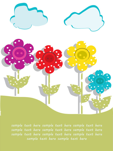 Decorative background with stylized flowers with polka dots - Vector, imagen