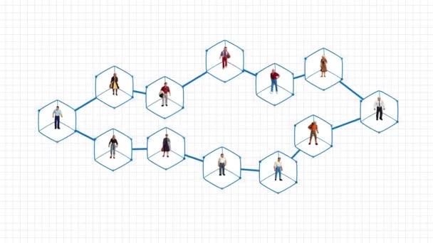 Business concept with miniature people and graphics. Concepts about network business and competition. - Imágenes, Vídeo