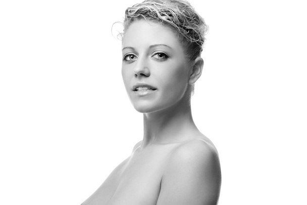 Black and white portrait of the beautiful woman - Foto, Imagen