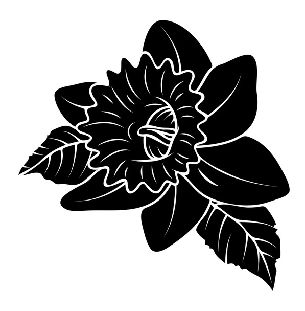 Black Shape Wild Flower Design - Vector, imagen