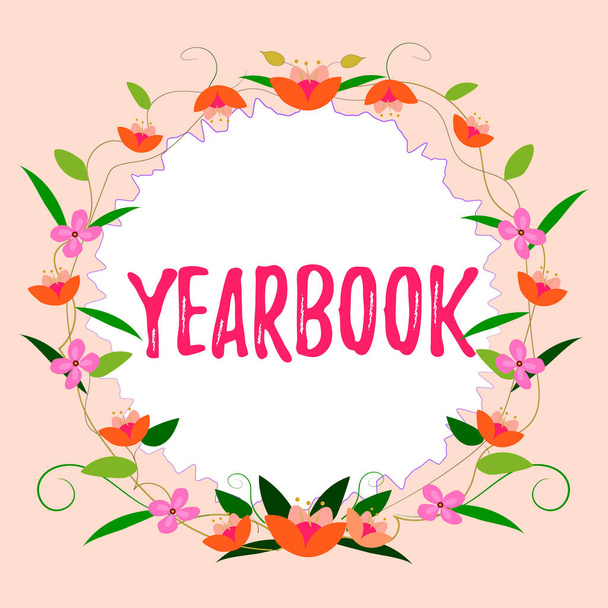 Handwriting text Yearbook, Word Written on publication compiled by graduating class as a record of the years activities - Φωτογραφία, εικόνα
