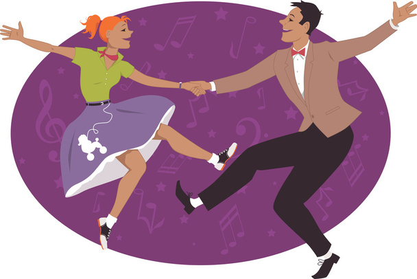 Couple dancing 1950s style rock and roll - Vector, Image