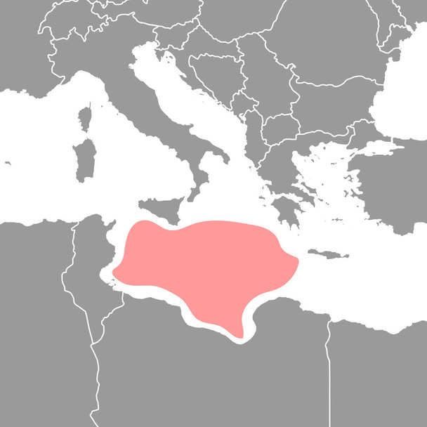 Ливийское море на карте мира. Векторная иллюстрация. - Вектор,изображение