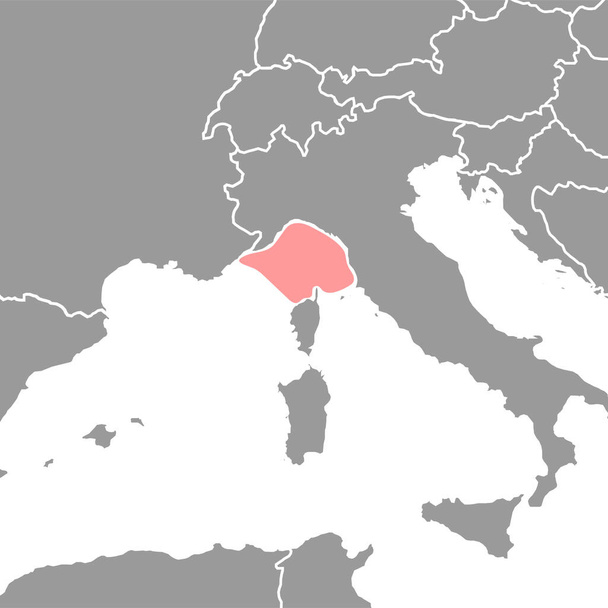 Ligurian Sea maailmankartalla. Vektoriesimerkki. - Vektori, kuva