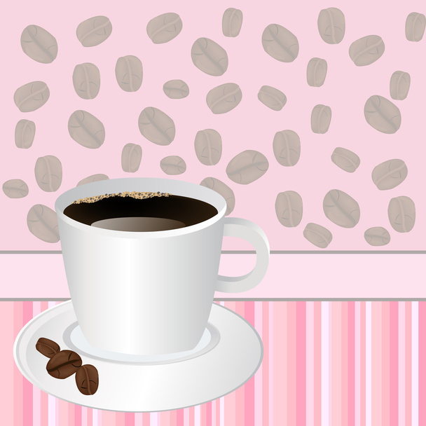Tasse de café sur fond rayé rose
 - Photo, image