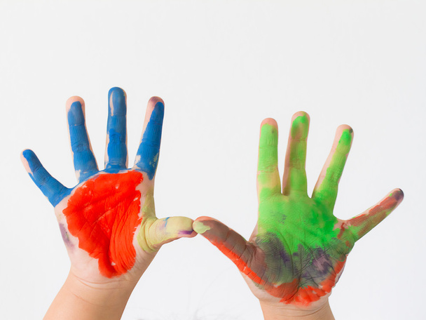Colorful hand on white background - Foto, imagen
