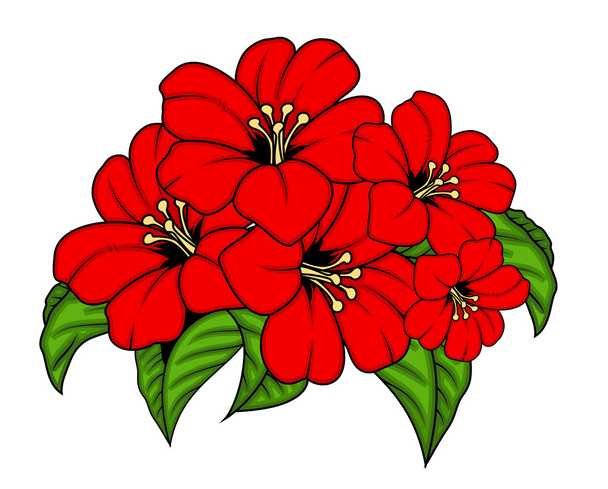 Vector Red Flowers Bunch - Vector, Image