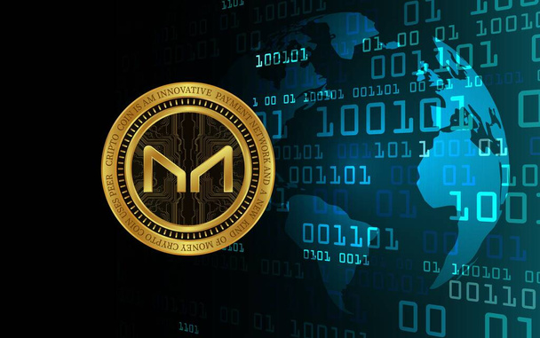 an image of the virtual currency maker-mkr coin on a digital background. 3d illustrations. - Photo, Image