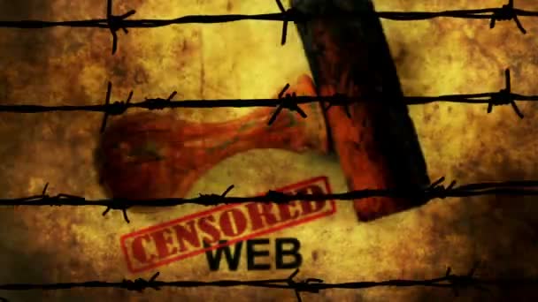 Cenzurovaný web grunge koncept proti barbwire - Záběry, video