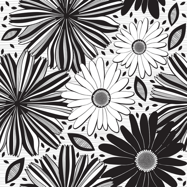 Black and white  flowers - Vector, Image