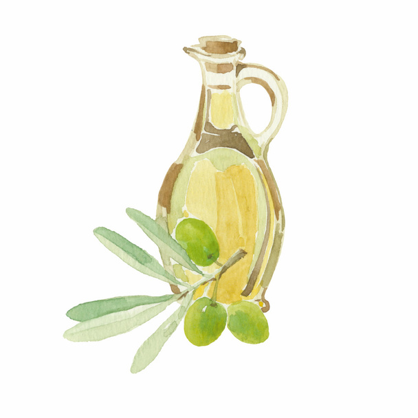 Olive branch and olive oil - Vetor, Imagem