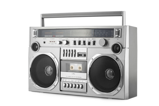Retro ghetto blaster isolated on white with clipping path - 写真・画像