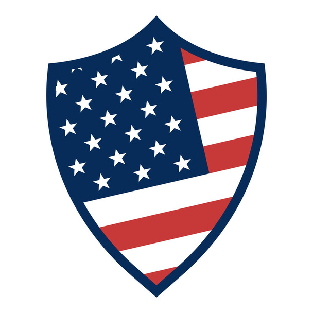 United States of America flag. Flag on shield. Vector illustration - Vector, imagen