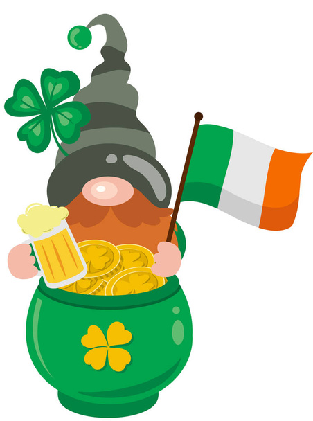 St Patrick s Day śmieszne irlandzki gnome - Wektor, obraz