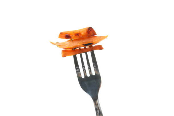 Fried sweet potato, isolated on white background - Foto, afbeelding