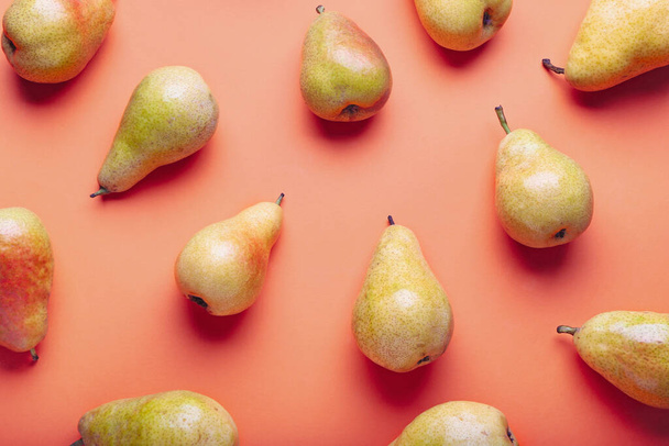 Sweet pears on color background - Photo, Image