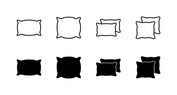Tyynykuvakkeet asetettu. Tyynynmerkki ja symboli. Mukava pörröinen tyyny - Vektori, kuva