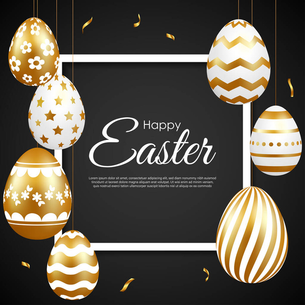 Vector illustration of Happy Easter wishes greeting - Vector, imagen