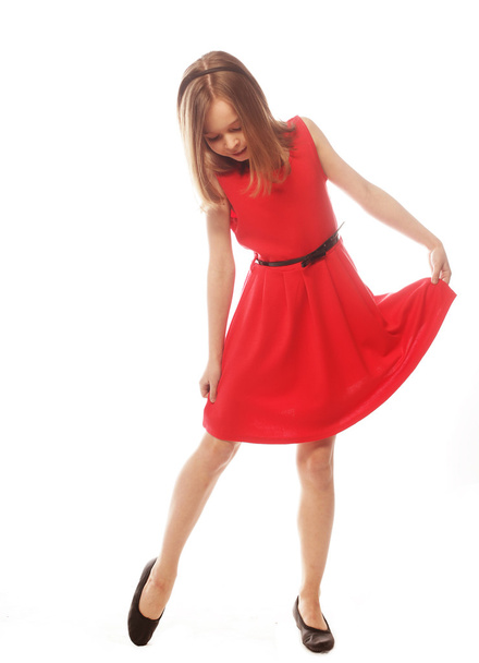 girl in red dress - Foto, afbeelding