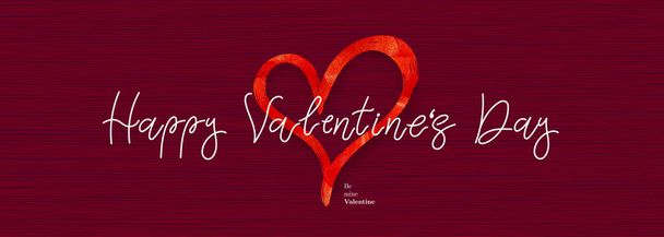 Happy Valentines Day. Be my Valentine. Hand drawn lettering for Valentines Day greeting card. Typography design for print poster, cards, banner, web. Vector illustration isolated on red background. - Vector, Image