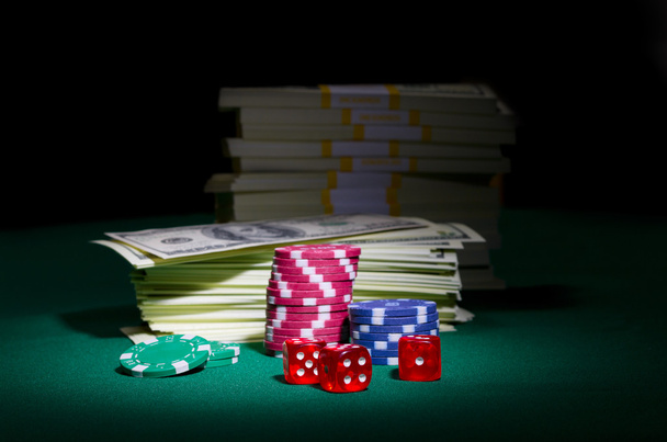 Dollars chips and dices - Foto, imagen