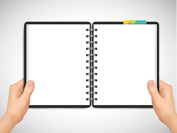 business concept: 3d hand holding a note book  - Vecteur, image