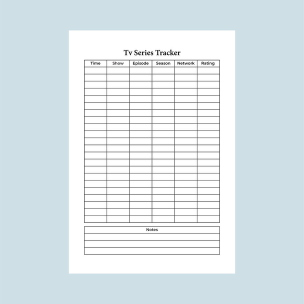 TV series tracker KDP interior. Daily TV show information and episode tracker interior. KDP interior log book. TV series and show information tracker and rating journal template. - Vektor, Bild