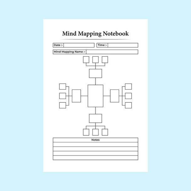 Mind information planner template KDP interior. Daily activity planner and mind mapping journal template. KDP interior log book. Mind mapping and information checker diary interior. - Вектор,изображение