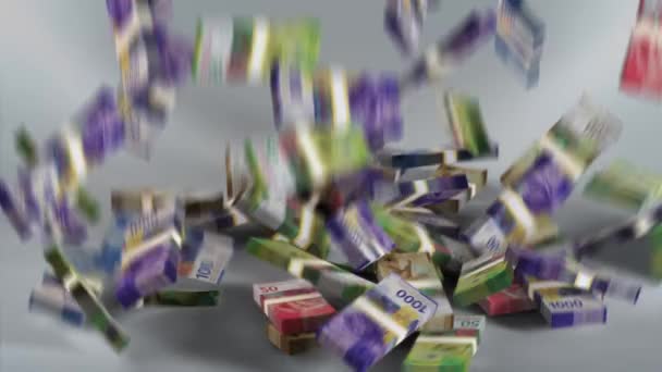 Switzerland Banknotes Money / Swiss franc / Currency Fr. / CHF Bundles Falling - Séquence, vidéo