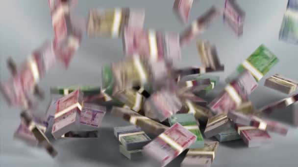 Uganda Notas Dinheiro / xelim ugandês / Moeda USh / UGX Bundles Falling - Filmagem, Vídeo