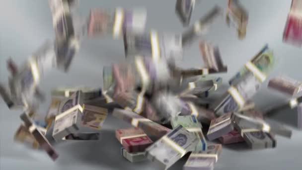 Uzbekistan Banknotes Money / Uzbekistani  so'm / Currency S' / UZS Bundles Falling - Záběry, video