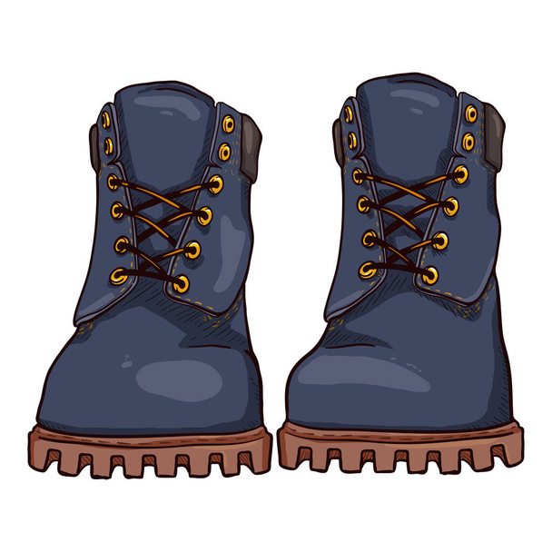Cartoon Blue Work Boots. Vector Illustration Front View - Vector, Image
