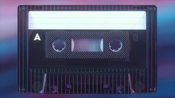 Rotating tape on an old vintage cassette. Retro music concept. Radio tape recorder, audio cassette. - Footage, Video