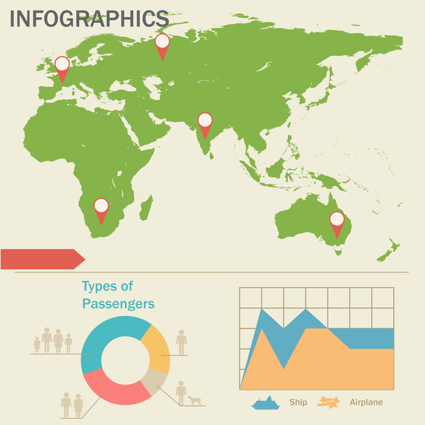 An infographics with a map - Vector, afbeelding