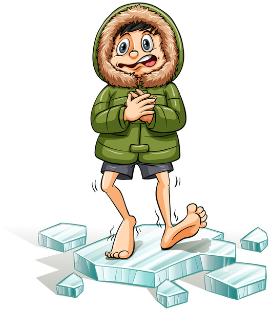 A boy getting a cold feet - Vector, Image