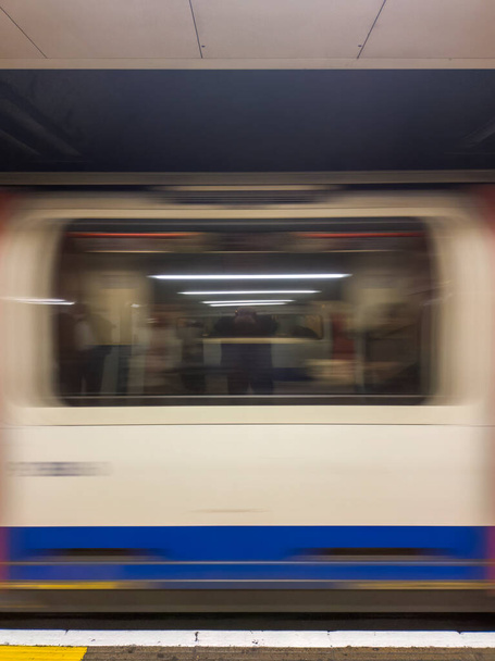 A moving train on the Underground in London, UK - Photo, Image