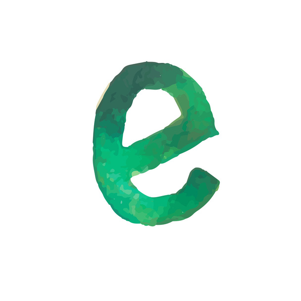 Mektup E renkli suluboya aquarelle yazı tipi el yazısı türü ele çekin doodle abc alfabesi harfleri vektör çizim. - Vektör, Görsel
