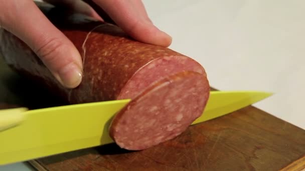 Cutting sausage - Footage, Video