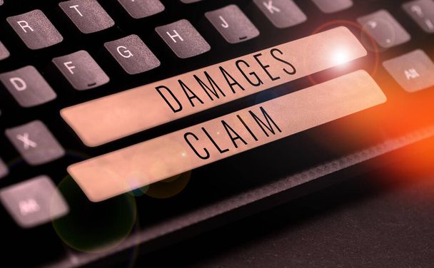 Conceptual display Damages Claim, Word Written on Demand Compensation Perigate Insurance File Suit - Fotó, kép