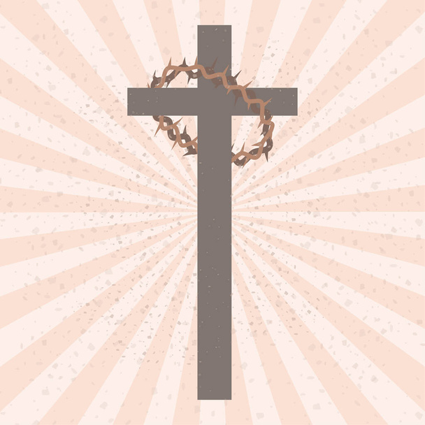 Икона с крестом-венком для оформления знамени. Векторная иллюстрация. EPS 10. - Вектор,изображение