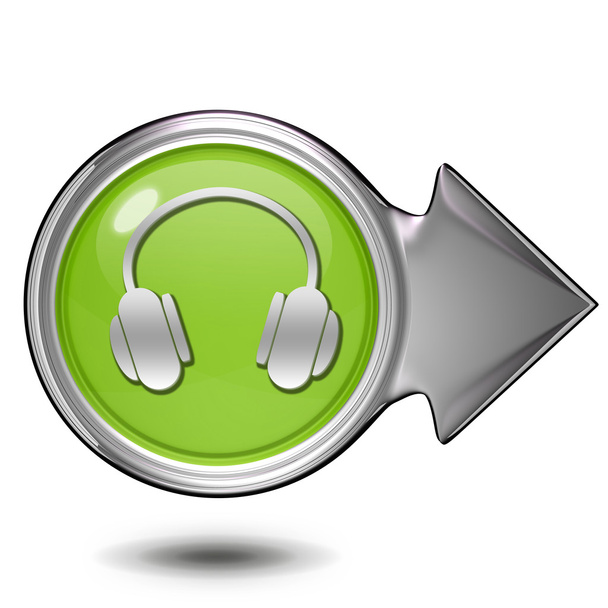 Headset circular icon on white background - Photo, Image